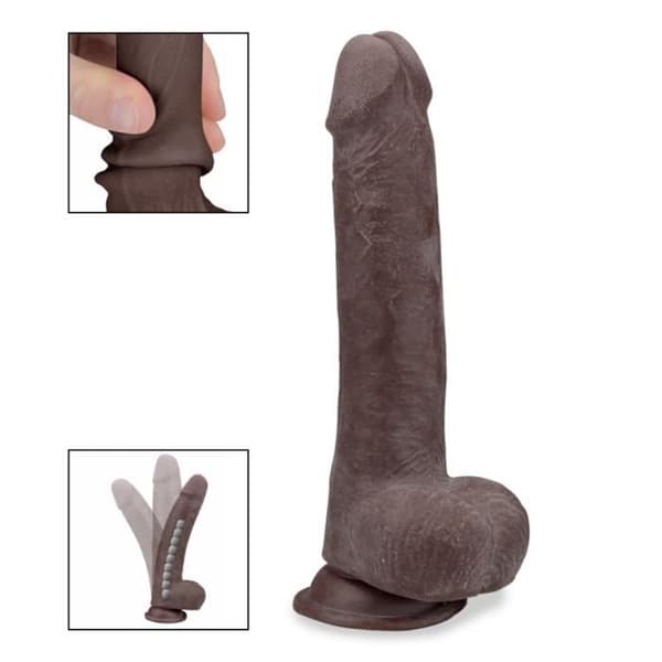 Smidig dildo med sugkopp 23,0 cm Real Skin Black