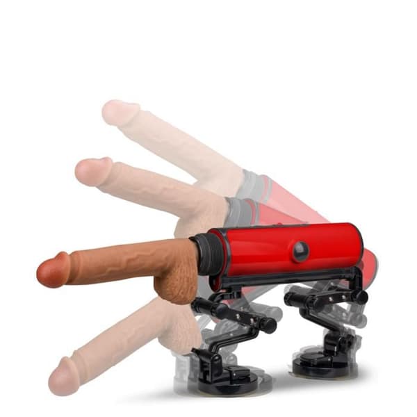 Jävla maskin med uppvärmda och vibrerande dildos Röda