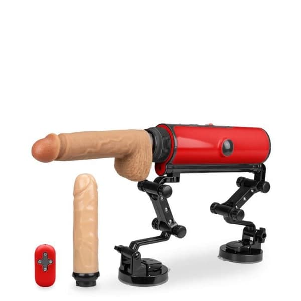 Jävla maskin med uppvärmda och vibrerande dildos Röda