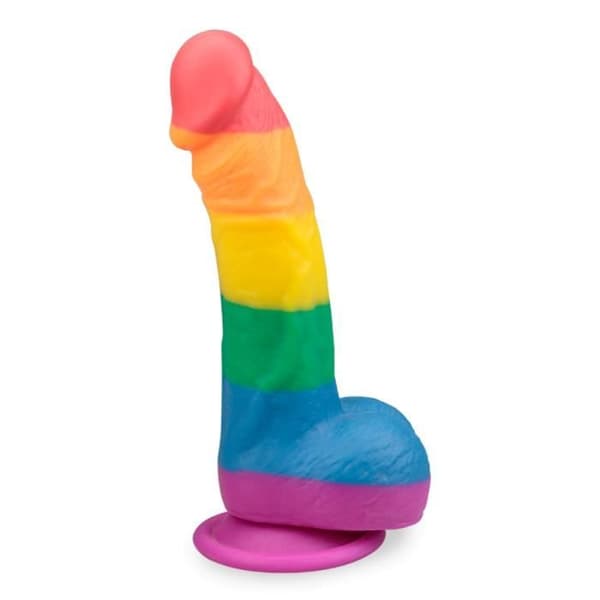 Pride Realistisk Böjd Sugkopp Dildo Flerfärgad