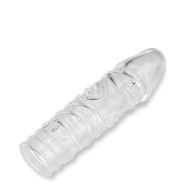 Texturerad transparent penisstrumpa storlek M 15,0cm