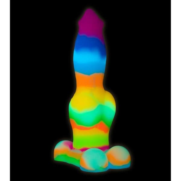 Fosforescerande schäferhund sugkopp dildo Flerfärgad