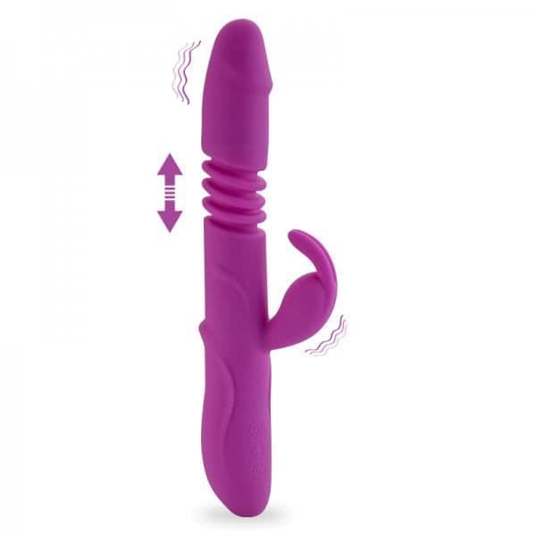 Sextoy - KÄRLEK OCH VIBRATIONER - Vibro Rabbit Upp &amp; Ner - Silikon - Återuppladdningsbar - 12 vibrationslägen