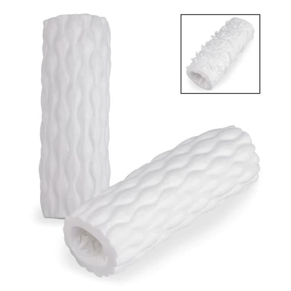 Manuell Masturbator - Tre - Vit - Mjuk och stretchig TPE - Ultra-texturerad tunnel - 13,0 cm Längd
