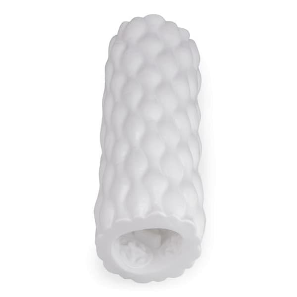 Manuell Masturbator - Tre - Vit - Mjuk och stretchig TPE - Ultra-texturerad tunnel - 13,0 cm Längd