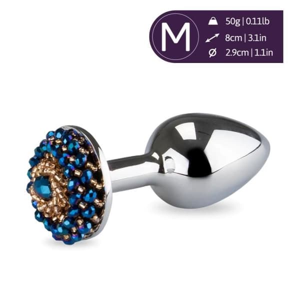 Rosebud analplugg med pärlor - Diamond Blue Collection