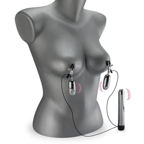 Nippelklämmor &amp; vibrerande dildo