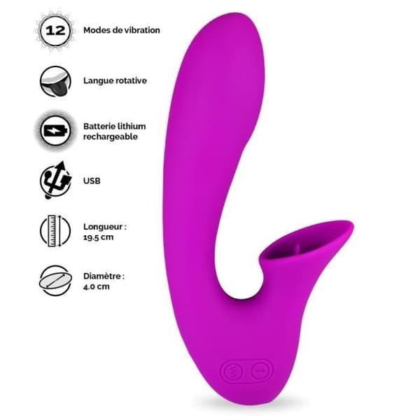 Vibrator med sugande tunga 12 lägen - Orgasmic Violet Collection