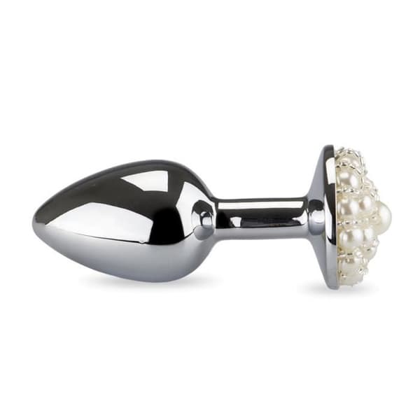 Rosebud analplugg med pärlor - Pearl White Diamond Collection