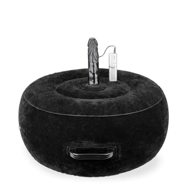 Rund uppblåsbar kudde med Crazy Rider vibrerande dildo - LOVE AND VIBES Collection Black