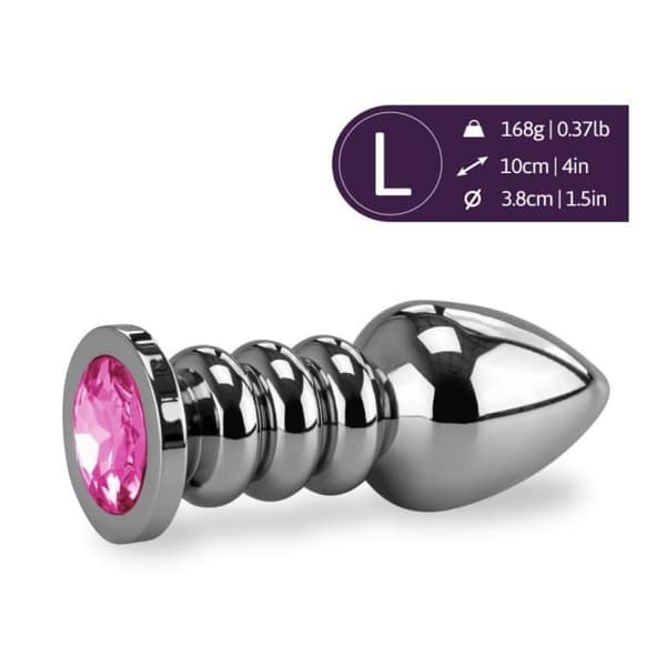 Anal juvel Rosebud Ringed XL-Rose Quartz - Diamond Collection