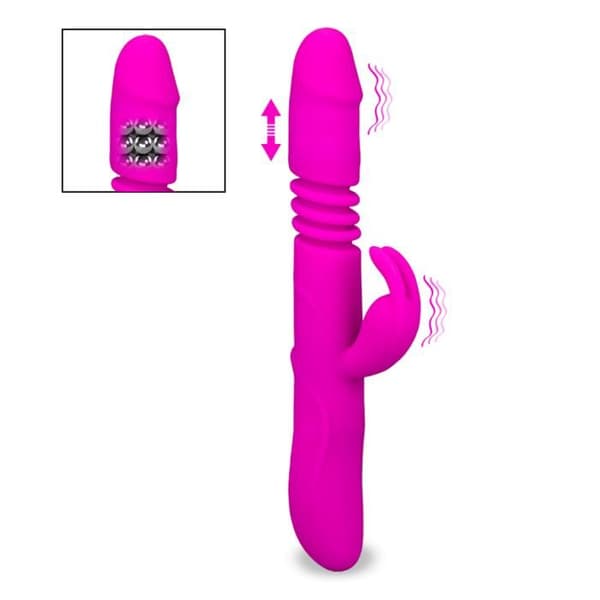 Vibromasseur - KÄRLEK &amp; VIBRATIONER - Kanin Upp &amp; Ner - Silikon - 12 vibrationslägen - Stor storlek