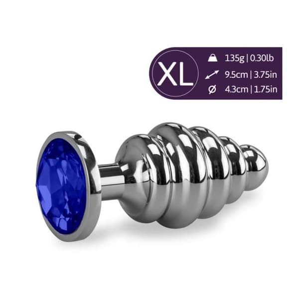 XL Twisted Rosebud Anal Jewel - Sapphire - Diamond Collection
