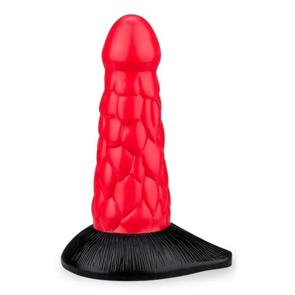 Drak sugkoppsdildo med våg 18,5 cm - LOVE AND VIBES Collection Red