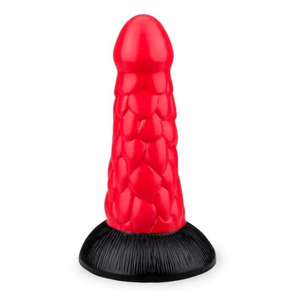 Drak sugkoppsdildo med våg 18,5 cm - LOVE AND VIBES Collection Red