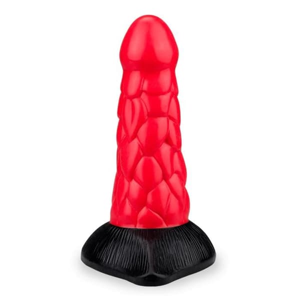 Drak sugkoppsdildo med våg 18,5 cm - LOVE AND VIBES Collection Red