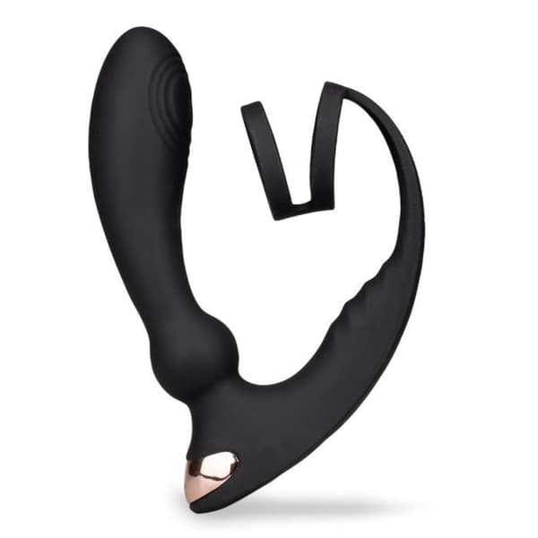 Prostatastimulator med Hutter cockring - LOVE AND VIBES Collection Black