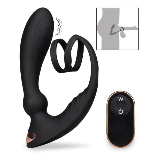 Prostatastimulator med Hutter cockring - LOVE AND VIBES Collection Black