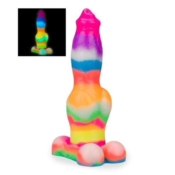 Sugkoppsdildo - LOVE AND VIBES - Schäfer - Glow in the dark - Silikon - Stor