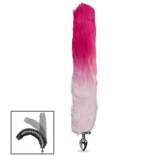 Rosebud anal plugg kattsvans och pannband - Diamond Fuchsia Collection