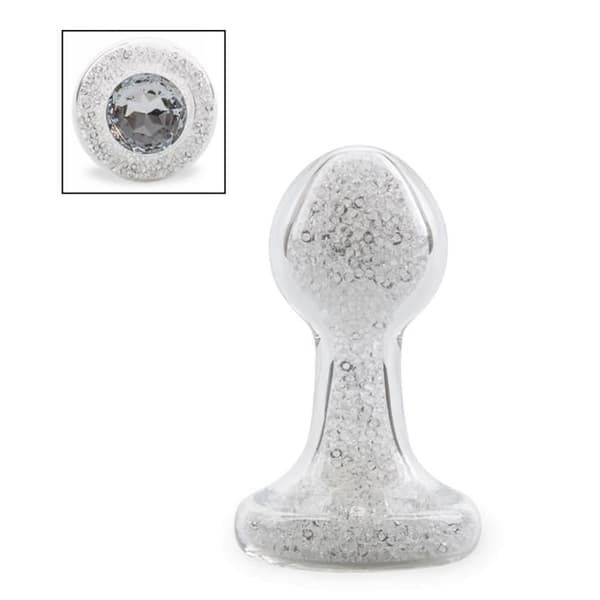 Diamantglas analplugg - LOVE AND VIBES Pearl White Collection