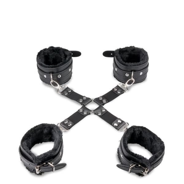 Handbojor och korsband bondage kit - LOVE AND VIBES Collection Black