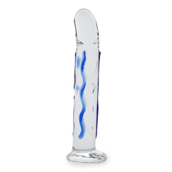 Glow glass dildo - LOVE AND VIBES Collection Blue