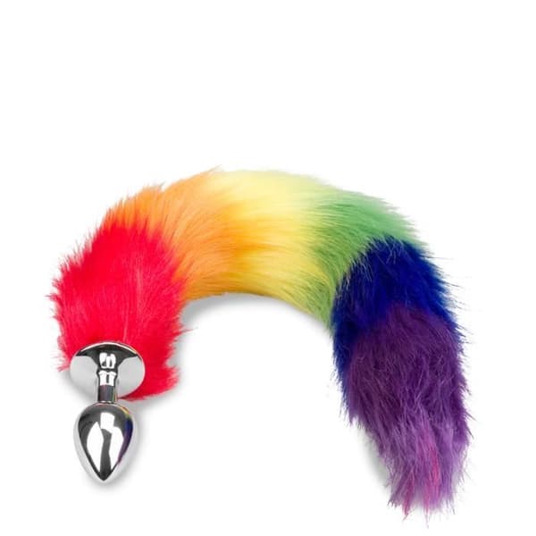 Pride vegansk pälsräv svansplugg - LOVE AND VIBES Collection Multicolor