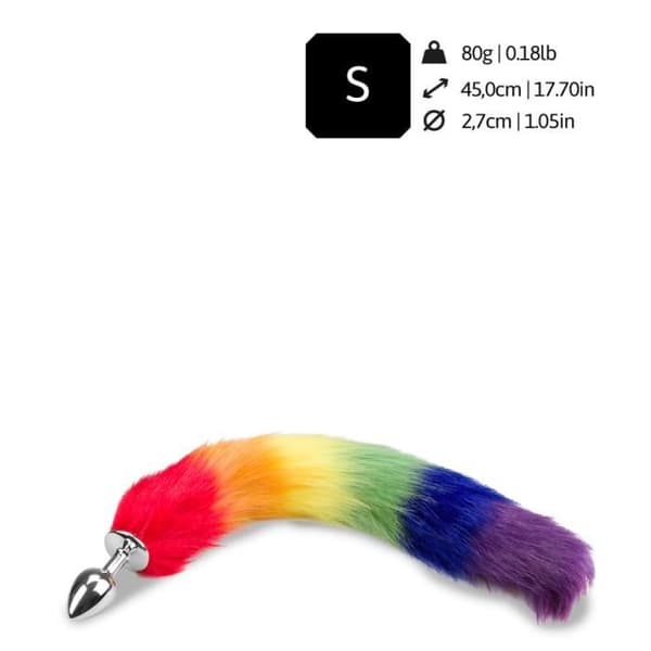 Pride vegansk pälsräv svansplugg - LOVE AND VIBES Collection Multicolor