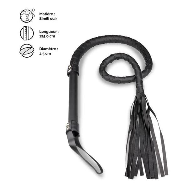 BDSM läderimitation piska 125.0cm - LOVE AND VIBES Collection Svart
