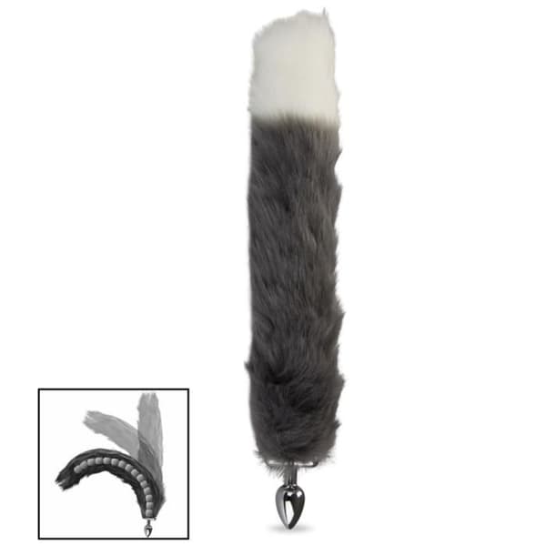 Rosebud anal plugg katt svans och pannband - Diamond Silver Collection
