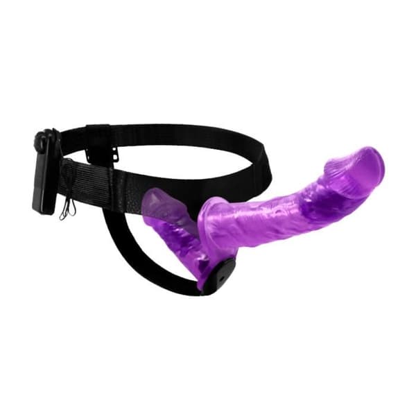 Dubbel fjärrstyrd vibrerande strap-on dildo med tråd - Feeling Violet Collection