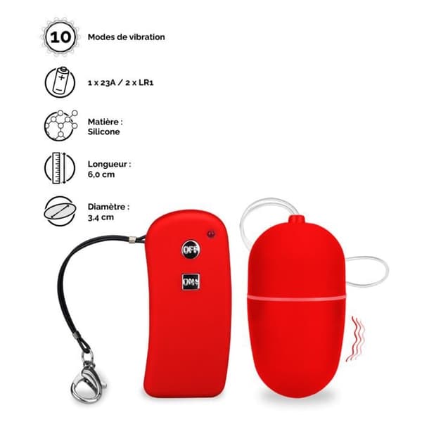 Brava fjärrkontroll vibrerande ägg - M - LOVE AND VIBES Collection Red