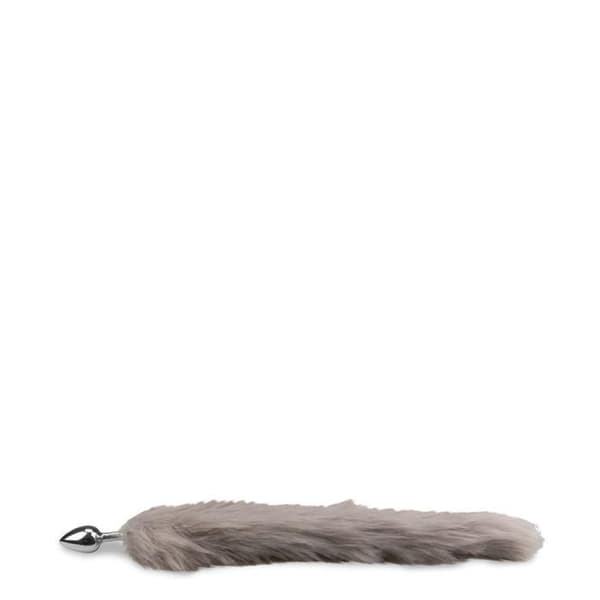 Grå vegansk päls hundsvansplugg - LOVE AND VIBES Grey Collection