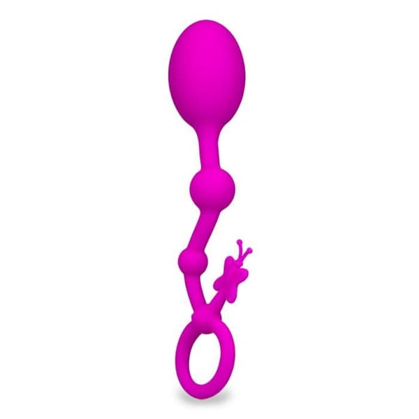 Analkulor i silikon - LOVE &amp; VIBES - Fjäril - 3 bollar med olika diametrar - Rosa