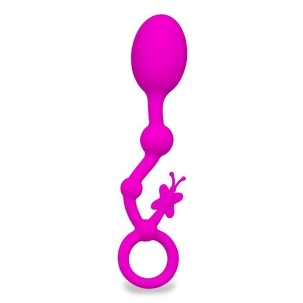 Analkulor i silikon - LOVE & VIBES - Fjäril - 3 bollar med olika diametrar - Rosa