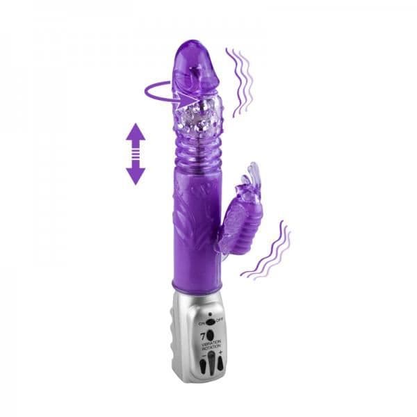 Vibro Rabbit - KÄRLEK OCH VIBRATIONER - Fjäril - 7 vibrationsfunktioner - 6 rotationsfunktioner - Lila TPR