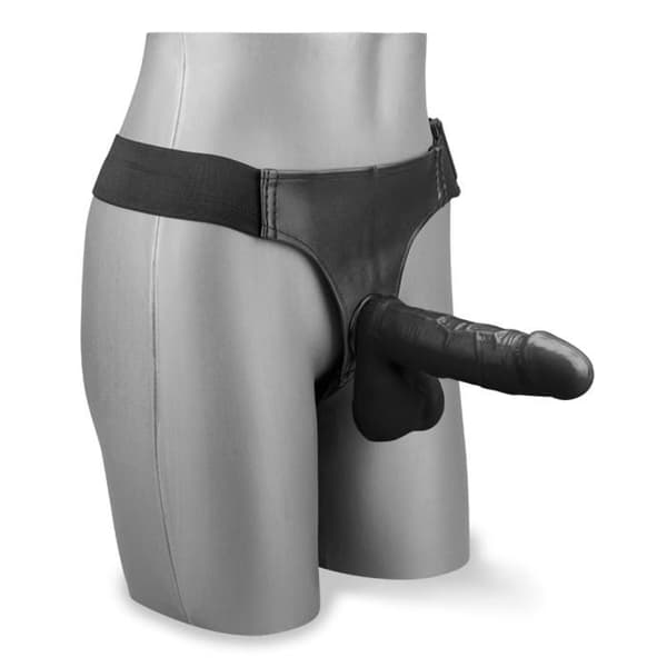 Svart O-Ring strap-on dildo - Märke - Modell - PVC - Medium