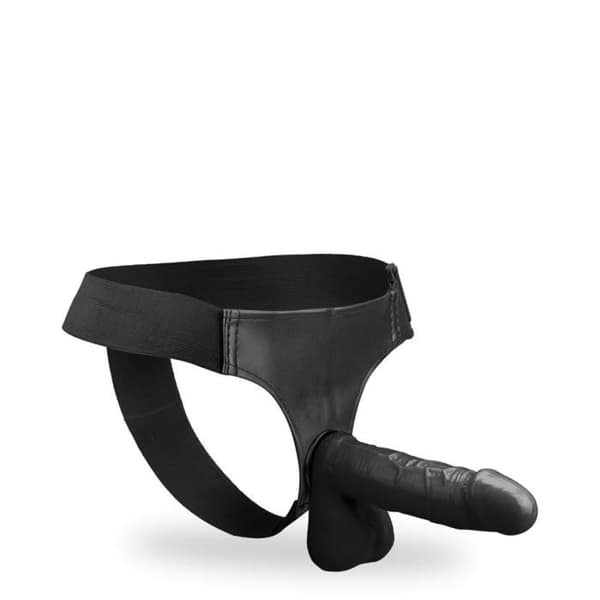 Svart O-Ring strap-on dildo - Märke - Modell - PVC - Medium
