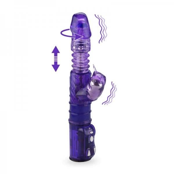 Vibromassagel - KÄRLEK &amp; VIBBAR - Kanin Kittlar Upp &amp; Ner - 7 vibrationslägen - Kolvfunktion - Lila