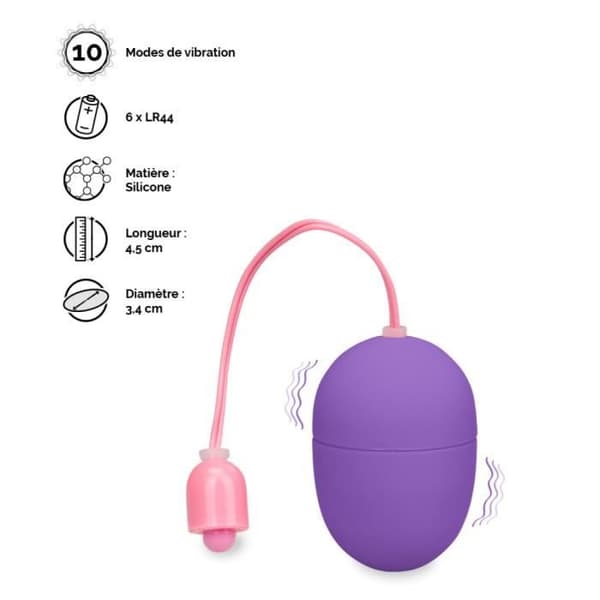 Silikon vibrerande ägg - Wiggle - S Lila - 10 vibrationslägen