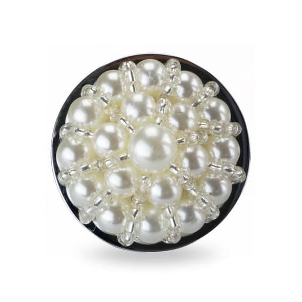 Rosebud analplugg med pärlor Pearl White