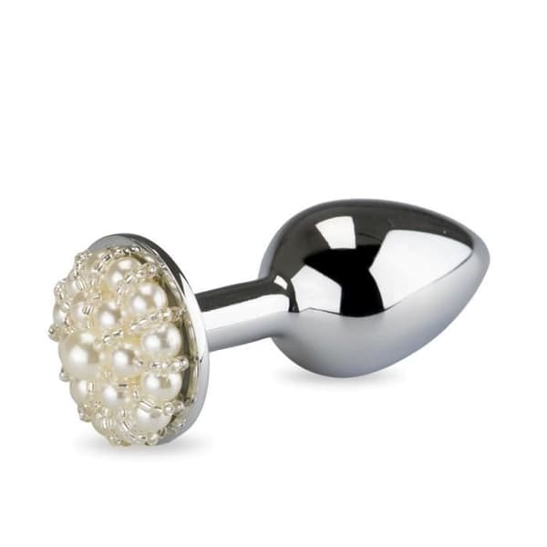 Rosebud analplugg med pärlor Pearl White