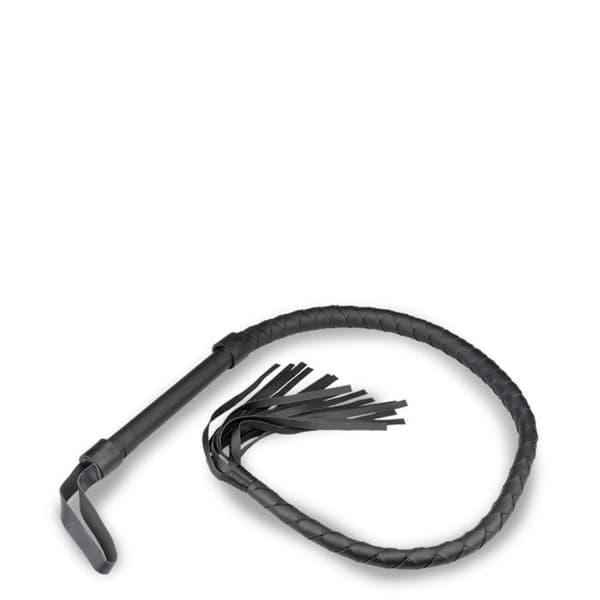BDSM läderimitation piska 125,0cm Svart