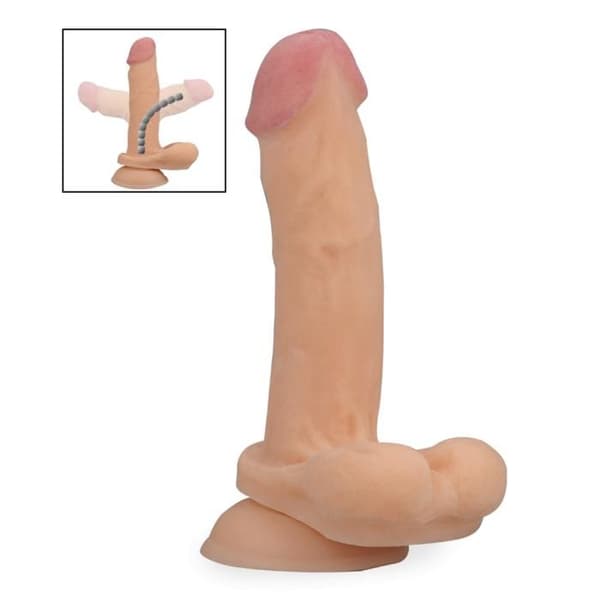 Lutande Dildo Med Sugkopp Och Testiklar