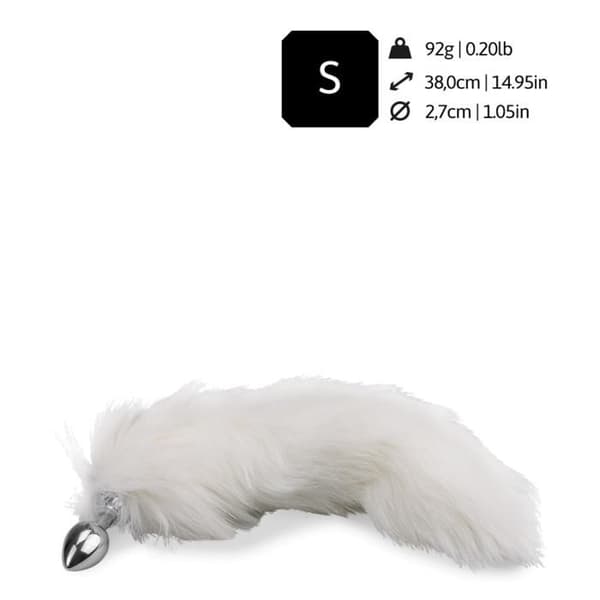 Plugg - Fox tail - Vit päls - Aluminium - Anal