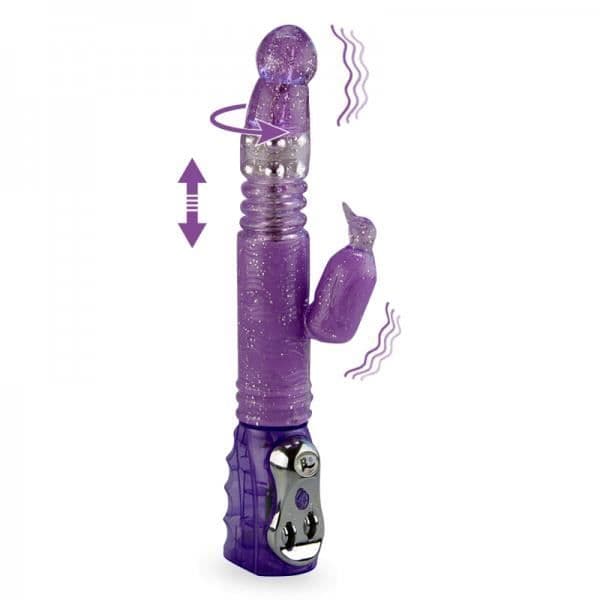 Vibromassage - KÄRLEK &amp; VIBAR - Kanin Glittrande Pingvin Upp &amp; Ner - Lila Pailerad - Mellan - Vibrerande