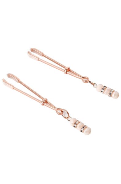 Rose Nipple Clamps Pinchers With Rhinestones Brystvorteklemmer