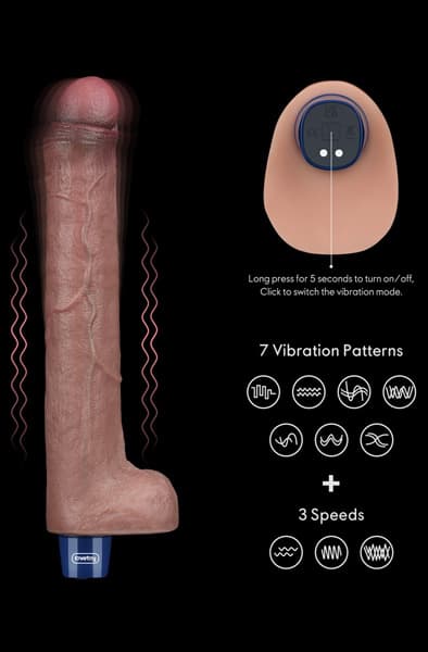 Real Softee Vibrating Dildo Brown 26,5 cm Dildo med vibrator