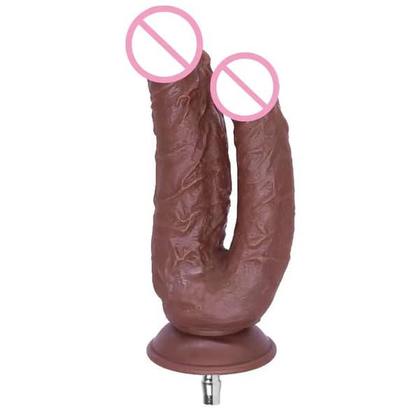 Seksikoneen liite, Vac-u-lock -liitin, kaksinkertaiset dildot, DH008-BK
